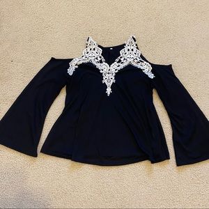 Off the Shoulder Lace Long Sleeve Cold Shoulder